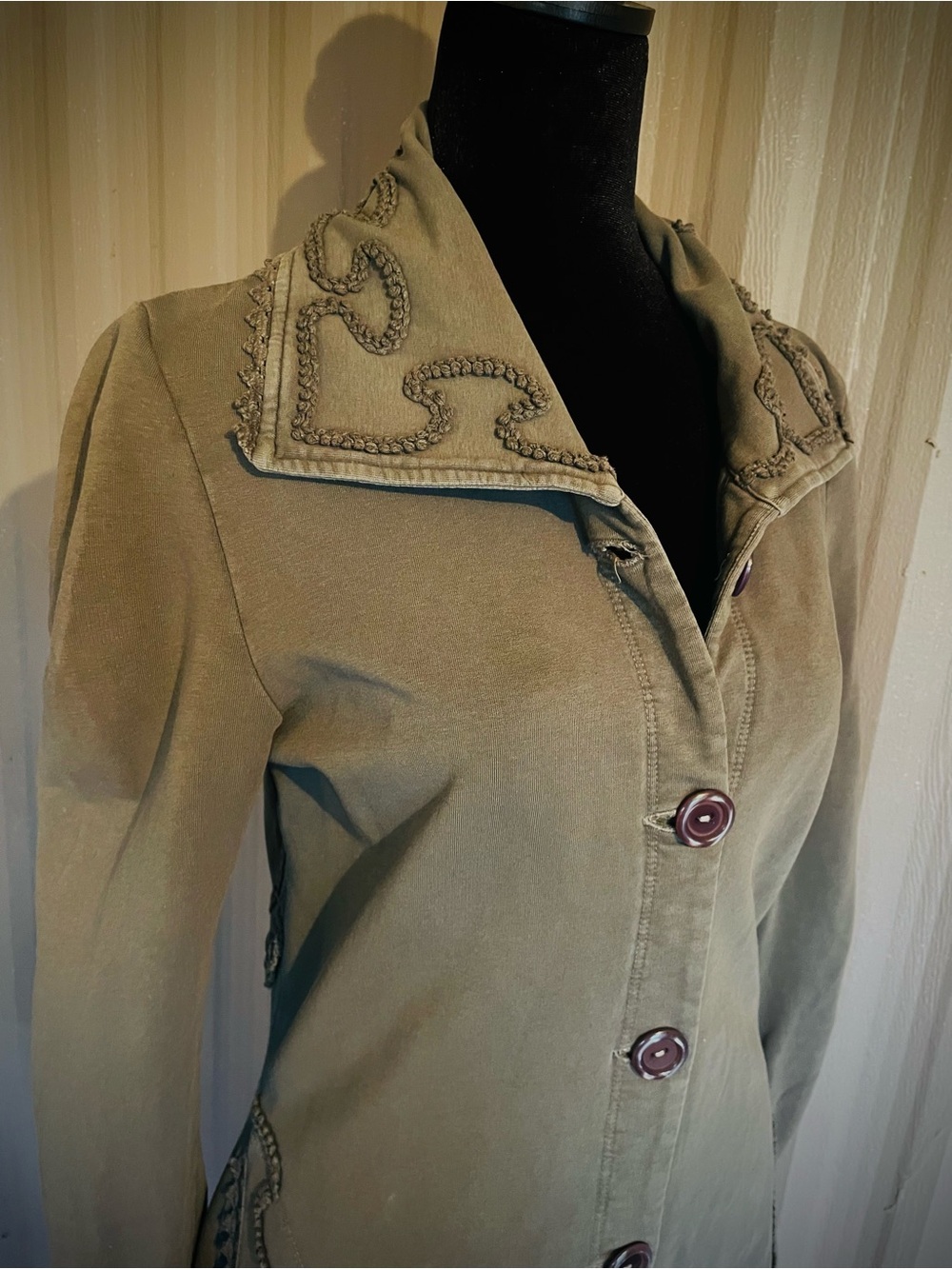 Gretty Zueger Embroidered Longline Jacket Bohemian Western Button Cotton Peru S